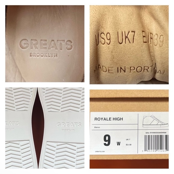 New! Rare GREATS The Royale High Top Sneakers - Picture 10 of 10